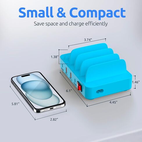 محطة شحن سريعة وآمنة لأجهزة متعددة - 4 منافذ سريعة - PD 20W & QC 3.0 - متوافقة مع جميع أجهزة USB - منظم شحن عائلي - شهادة UL وFCC - أرجواني in Saudi Arabia