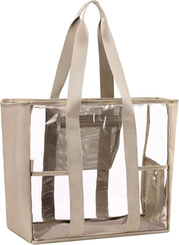XL Clear Tote Bag - Transparent Heavy Duty 20-Inches Stadium Travel Handbag with inside 3mesh pocket in Saudi Arabia