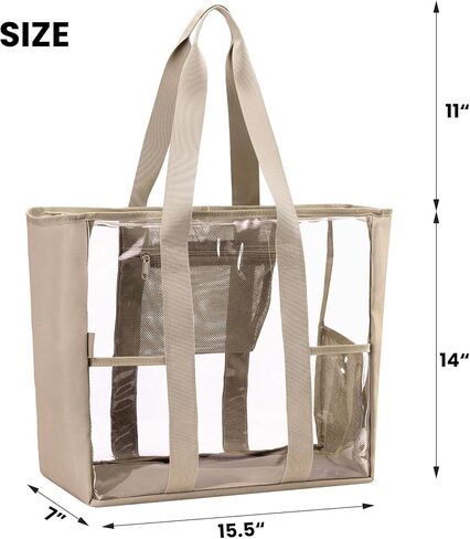 XL Clear Tote Bag - Transparent Heavy Duty 20-Inches Stadium Travel Handbag with inside 3mesh pocket in Saudi Arabia