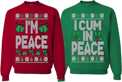 wild custom apparel I Come In Peace Im Peace Couples Matching Set Ugly Christmas Sweater Sweatshirt in Saudi Arabia