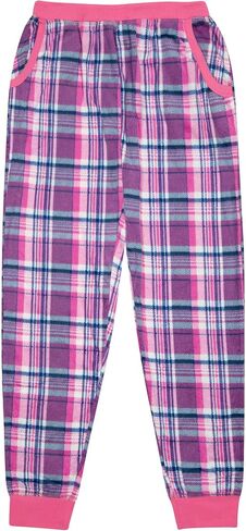 North 15 Girl's Super Cozy Plaid Mink Fleece Pajama Bottom with Waist & Bottom Rib (7-14) in Saudi Arabia