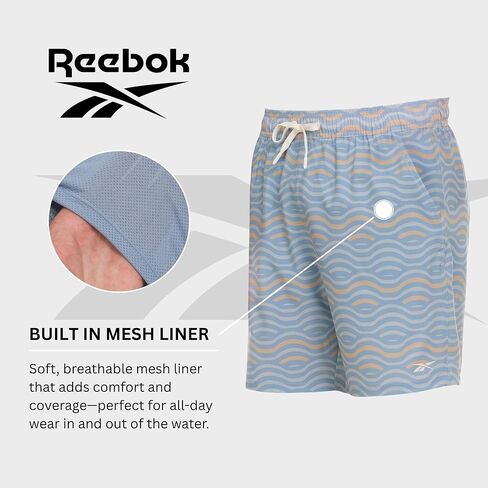 ريبوك رجالي سباحة سباحة مع بطانة شبكية ، 7 "inseam تجفيف نوبة السباحة للسباحة ، شورت على لوح للسباحة والشاطئ in Saudi Arabia