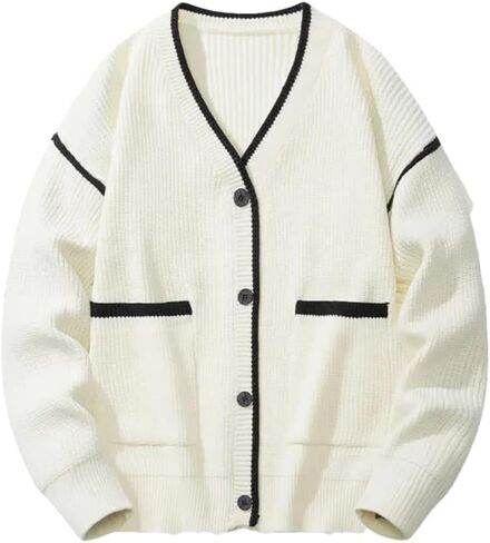 Men's Plus Size Thick Warm V-Neck Lazy Style Loose Casual Sweater Cardigan Solid Color Casual Knitted Cardigan in Saudi Arabia