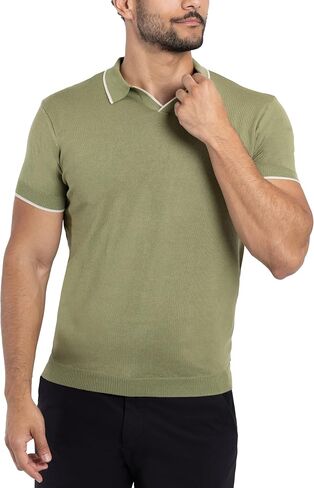 X RAY Mens Knit Polo Sweater Short Sleeve, Fashionable Sweater Polo Top Knitted Tops for Men in Saudi Arabia