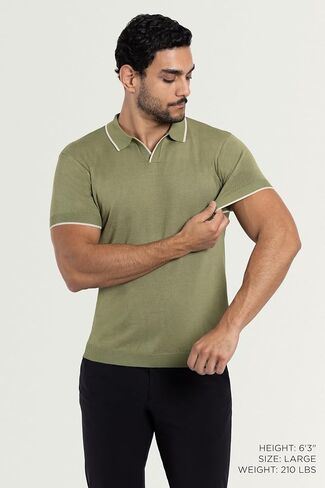 X RAY Mens Knit Polo Sweater Short Sleeve, Fashionable Sweater Polo Top Knitted Tops for Men in Saudi Arabia
