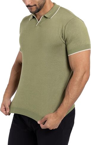 X RAY Mens Knit Polo Sweater Short Sleeve, Fashionable Sweater Polo Top Knitted Tops for Men in Saudi Arabia
