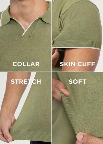 X RAY Mens Knit Polo Sweater Short Sleeve, Fashionable Sweater Polo Top Knitted Tops for Men in Saudi Arabia