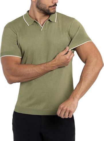 X RAY Mens Knit Polo Sweater Short Sleeve, Fashionable Sweater Polo Top Knitted Tops for Men in Saudi Arabia