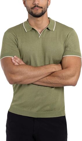 X RAY Mens Knit Polo Sweater Short Sleeve, Fashionable Sweater Polo Top Knitted Tops for Men in Saudi Arabia