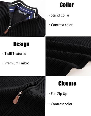 PJ PAUL JONES Men's Sweater Vests Slim Fit Twill Textured Full Zip Sleeveless Vests Casual Outwear in Saudi Arabia