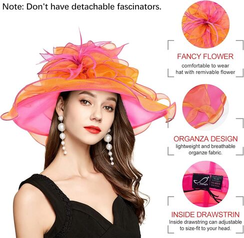 YIDINGCO Women Church Derby Hats Tea Party Bridal Dress Wedding Hat in Kuwait