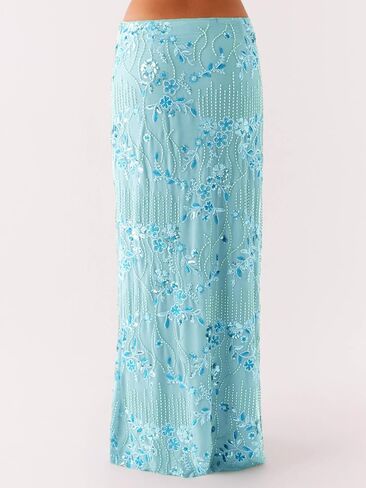 Women Y2k Sequin Long Skirt Sparkly Beaded Floral Maxi Skirt Rhinestone Glitter Midi Skirt Streetwear in Saudi Arabia
