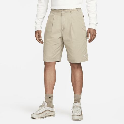 Nike Life Men's Pleated Chino Shorts (Khaki/White, DX0643-247) Size 32 in Saudi Arabia