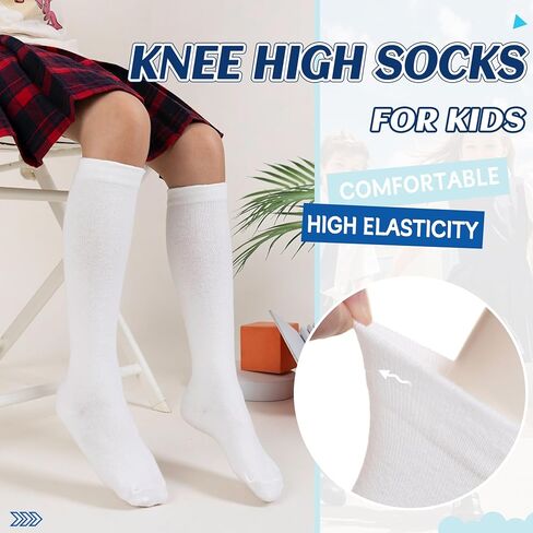 Kids Knee High Socks Boy Girls Cotton School Uniform Breathable Casual Sports Socks 3 Pairs in Saudi Arabia