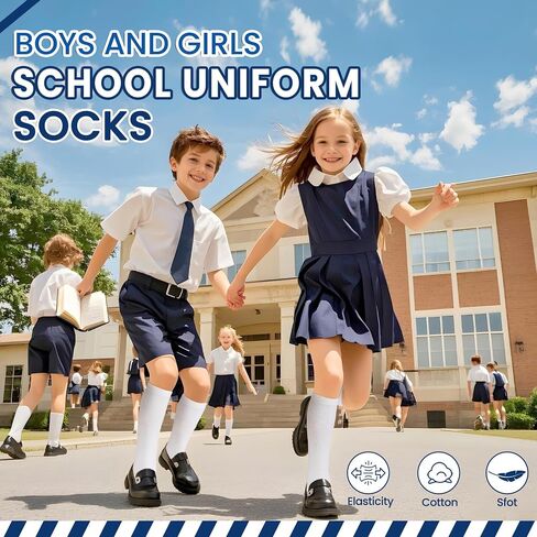 Kids Knee High Socks Boy Girls Cotton School Uniform Breathable Casual Sports Socks 3 Pairs in Saudi Arabia