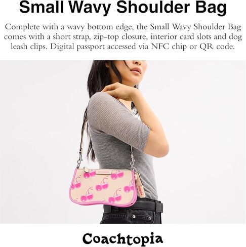 Coach the Summer I Turned Pretty Small Wavy Shoulder Bag with Cherry Print, Pink/Cloud in Saudi Arabia