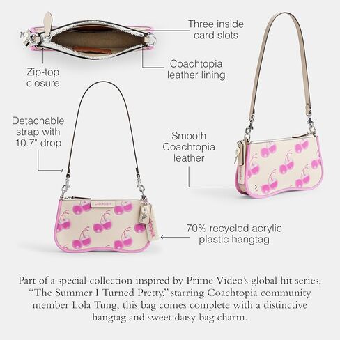 Coach the Summer I Turned Pretty Small Wavy Shoulder Bag with Cherry Print, Pink/Cloud in Saudi Arabia