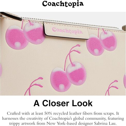 Coach the Summer I Turned Pretty Small Wavy Shoulder Bag with Cherry Print, Pink/Cloud in Saudi Arabia
