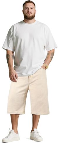 Heyfanee Mens Baggy Jean Shorts Stretch Loose Fit Denim Shorts Below Knee 15 Inch Inseam in Kuwait