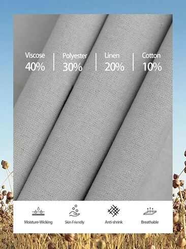 Mens Linen Pants Casual Linen Dress Pants Drawstring Summer Beach Lightweight Trousers with 4 Pockets in Kuwait