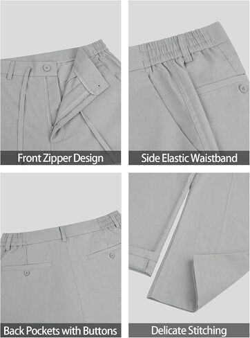 Mens Linen Pants Casual Linen Dress Pants Drawstring Summer Beach Lightweight Trousers with 4 Pockets in Kuwait