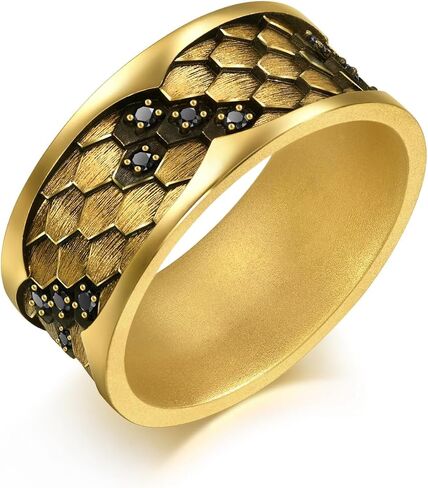 Sang Sang Sang 999 24K Solid Gold Noir Scale Bold Scale Ring with Black Diamonds for Women & Men حجمنا 19 / الولايات المتحدة 8.75 95498r in Saudi Arabia