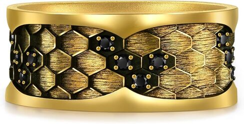 Sang Sang Sang 999 24K Solid Gold Noir Scale Bold Scale Ring with Black Diamonds for Women & Men حجمنا 19 / الولايات المتحدة 8.75 95498r in Saudi Arabia