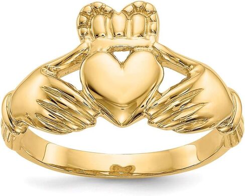 Men's 14k Yellow Gold Claddagh Ring Fine Jewelry For Men Gifts For Him, Size 9.5 in Saudi Arabia