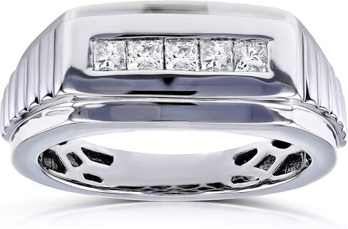 Kobelli Mens Ring Channel Square Diamonds 1/2 Carat (ctw) in 10k White Gold in Saudi Arabia