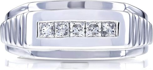 Kobelli Mens Ring Channel Square Diamonds 1/2 Carat (ctw) in 10k White Gold in Saudi Arabia