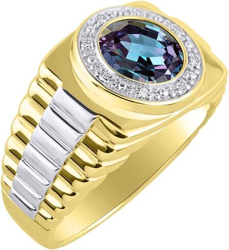 Rylos Men's Rings 14K Yellow Gold Ring: Round Shape Cabochon Gemstone & Diamonds - Designer Style Rings for Men, Sizes 8-13. Exquisite Men's Jewelry! in Kuwait