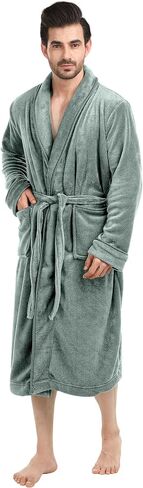 NY Threads Luxurious Men's Shawl Collar Fleece Bathrobe Long Spa Robe in Saudi Arabia