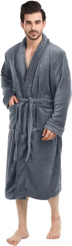 NY Threads Luxurious Men's Shawl Collar Fleece Bathrobe Long Spa Robe in Saudi Arabia