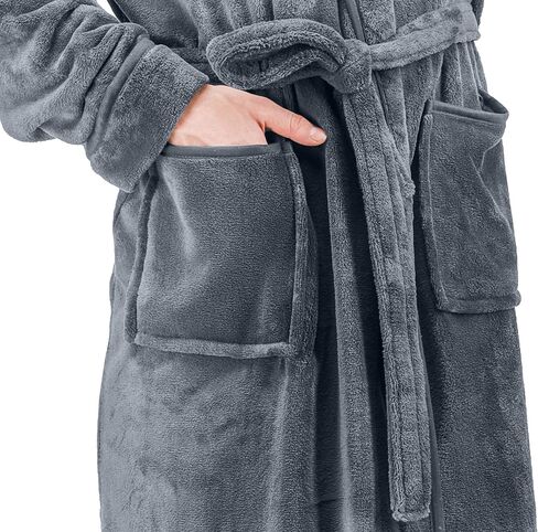 NY Threads Luxurious Men's Shawl Collar Fleece Bathrobe Long Spa Robe in Saudi Arabia