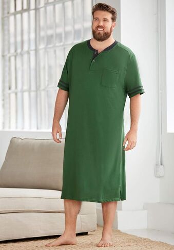 KingSize Men's Big & Tall Short-Sleeve Jersey Henley Nightshirt in Saudi Arabia