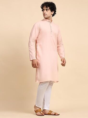 SHAURI D'ZINER STUDIO Men's Cotton Kurta – Solid Long Sleeve Traditional Indian Ethnic Wear Festive & Casual Wear in Saudi Arabia