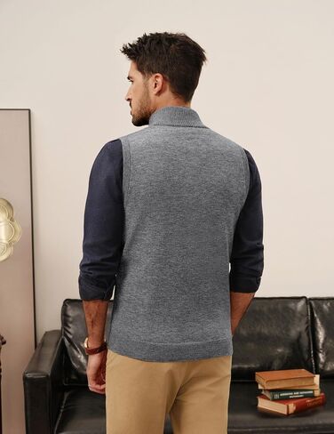 PJ PAUL JONES Men's Sweater Vests Slim Fit Twill Textured Full Zip Sleeveless Vests Casual Outwear in Saudi Arabia