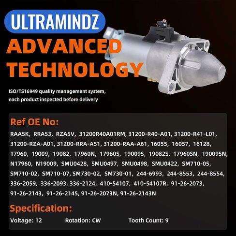 17844N Starter for Honda CRV 2002 2003 2004 2005 2006 L4 2.4L 31200-PPA-A04 31200-PPA-505 31200-PPA-A01 31200-PPA-A02 31200-PPA-A03 PPA3M 410-54104 410-54104R 336-1955 SM-61206 SMU0416 in Kuwait