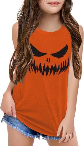 Qbily Tank Tops for Girls Kids Summer Casual Cute Sleeveless Crewneck Graphic T Shirt 5-14 Years in Saudi Arabia