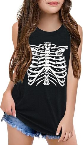 Qbily Tank Tops for Girls Kids Summer Casual Cute Sleeveless Crewneck Graphic T Shirt 5-14 Years in Saudi Arabia