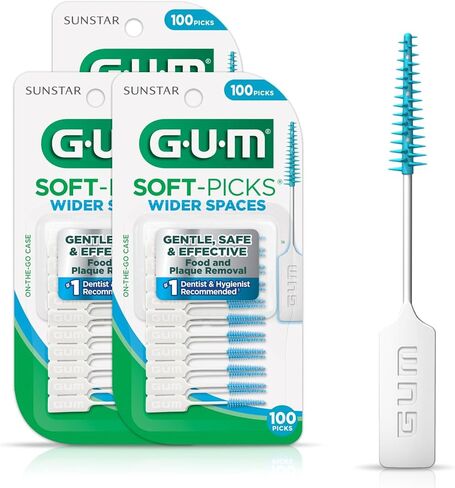 GUM Soft-Picks Wide Space, Easy to Use Dental Picks for Teeth Cleaning Health, with Convenient Carry Case, Dentist Recommended Dental Picks, 100ct (3pk) in Saudi Arabia