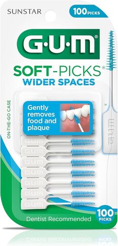 GUM Soft-Picks Wide Space, Easy to Use Dental Picks for Teeth Cleaning Health, with Convenient Carry Case, Dentist Recommended Dental Picks, 100ct (3pk) in Saudi Arabia