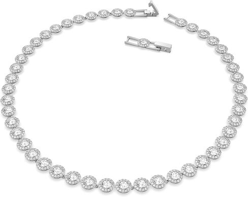 Swarovski Crystal Authentic Angelic All Around Set of Necklace, Bracelet and Earrings, White, Rhodium Finish- Women's Hypoallergenic Sparkling Jewelries - Nickel Free Crystal Jewelry Collection in Saudi Arabia