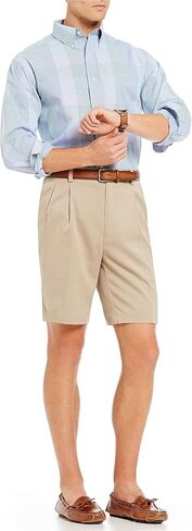 Roundtree & Yorke Big & Tall Pleated Washed Cotton 9" Inseam Shorts in Kuwait
