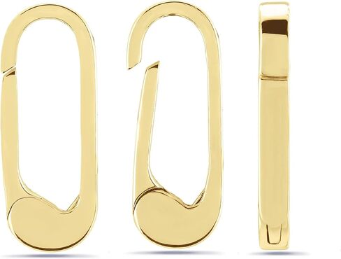 14K Real Solid Yellow Gold Charm Enhancer For Necklaces, Rectangular Charm Holder, Pendant Enhancer, Charm Clip, Connector Clasp Paperclip Chain Link Lock Connector in Kuwait