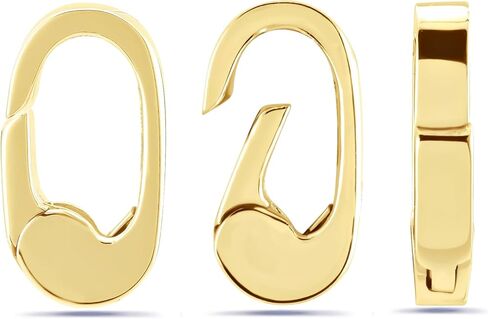 14K Real Solid Yellow Gold Charm Enhancer For Necklaces, Rectangular Charm Holder, Pendant Enhancer, Charm Clip, Connector Clasp Paperclip Chain Link Lock Connector in Kuwait