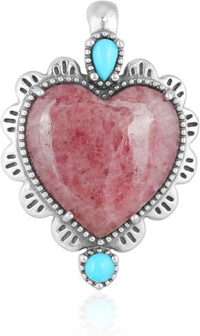 American West Jewelry Sterling Silver Genuine Gemstone Concha Heart Pendant Enhancer in Saudi Arabia