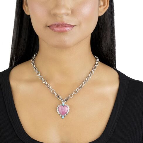 American West Jewelry Sterling Silver Genuine Gemstone Concha Heart Pendant Enhancer in Saudi Arabia