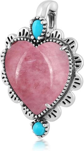 American West Jewelry Sterling Silver Genuine Gemstone Concha Heart Pendant Enhancer in Saudi Arabia
