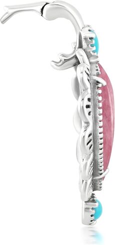 American West Jewelry Sterling Silver Genuine Gemstone Concha Heart Pendant Enhancer in Saudi Arabia